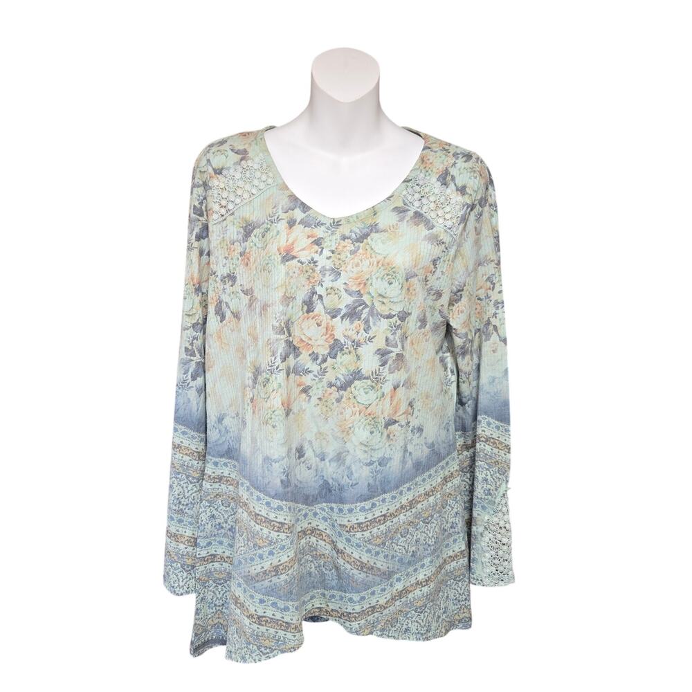 Unity World Wear Womens‎ Medium Top Floral Loghtweight Festival Boho Cottagecore